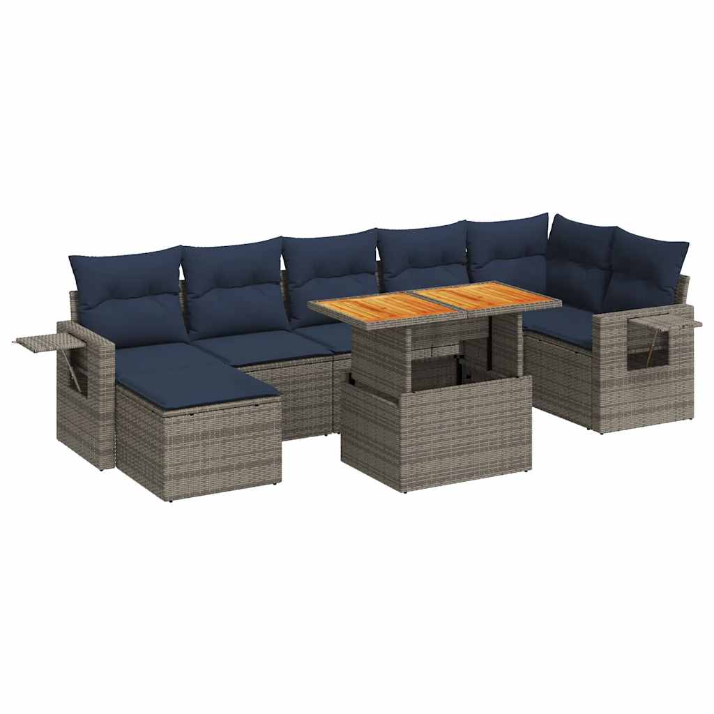 8-dijelni set vrtnih sofa od poliratana s jastucima sivi