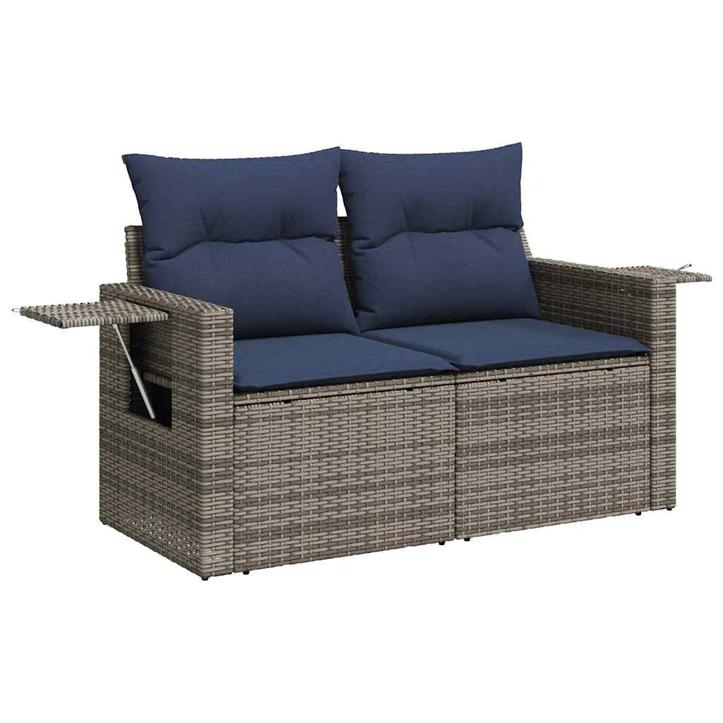 8-dijelni set vrtnih sofa od poliratana s jastucima sivi