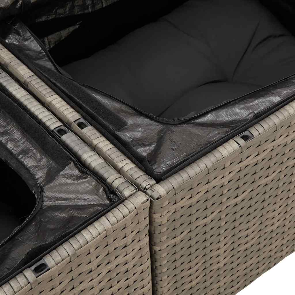 10-dijelni set vrtnih sofa od poliratana s jastucima sivi