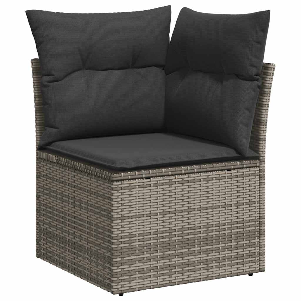 10-dijelni set vrtnih sofa od poliratana s jastucima sivi