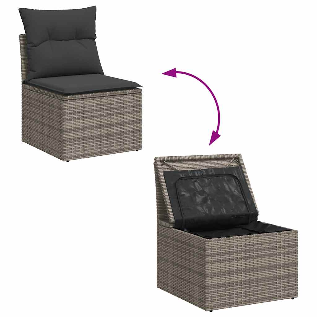 10-dijelni set vrtnih sofa od poliratana s jastucima sivi