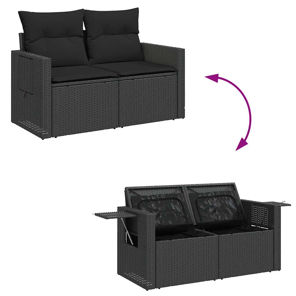 11-dijelni set vrtnih sofa od poliratana s jastucima crni