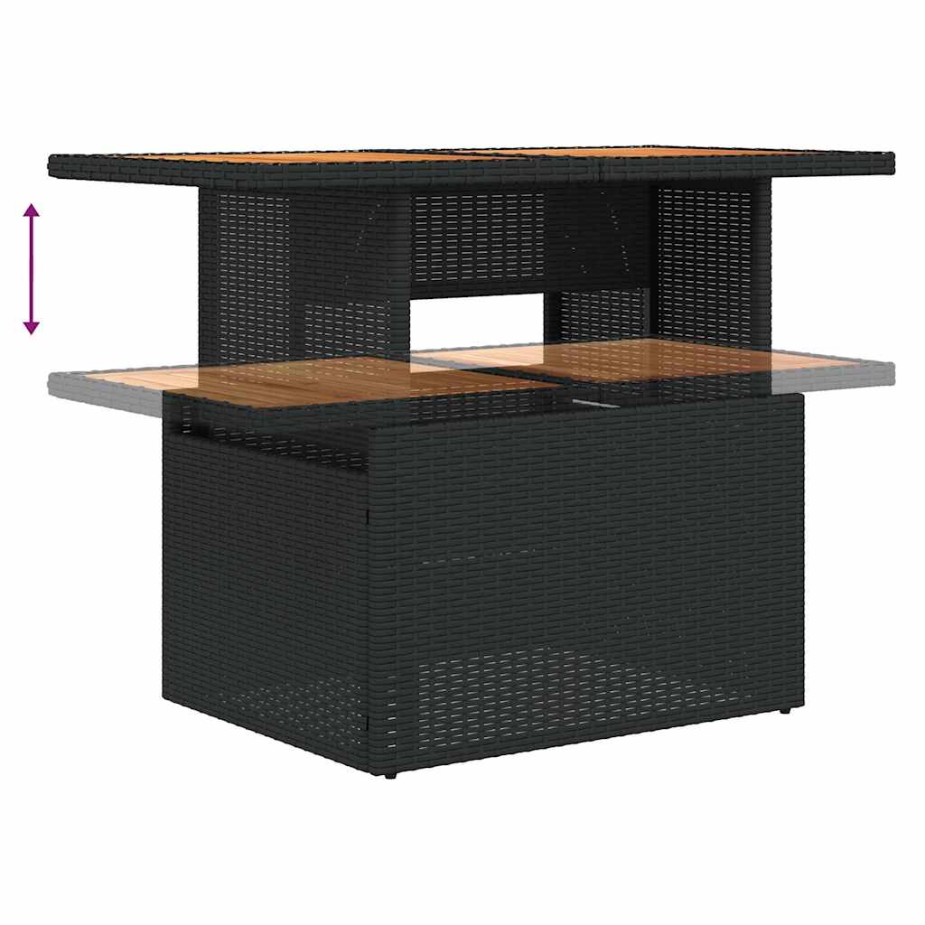 11-dijelni set vrtnih sofa od poliratana s jastucima crni