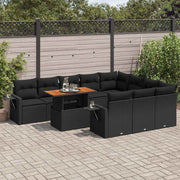 11-dijelni set vrtnih sofa od poliratana s jastucima crni