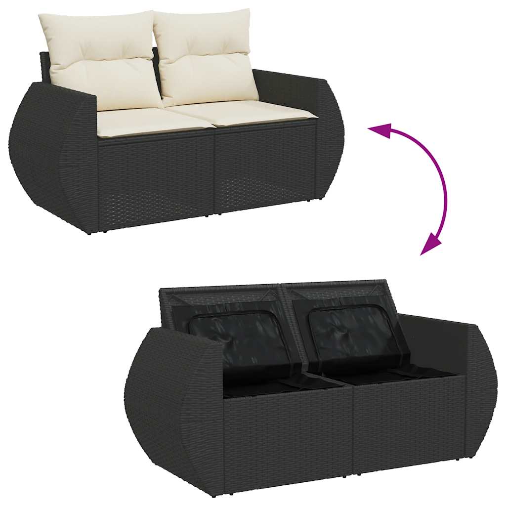 6-dijelni set vrtnih sofa s jastucima crni od poliratana