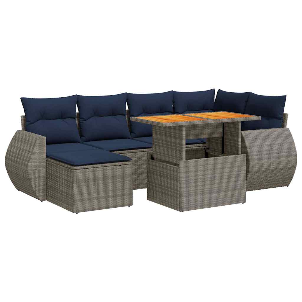 7-dijelni set vrtnih sofa sivi od poliratana