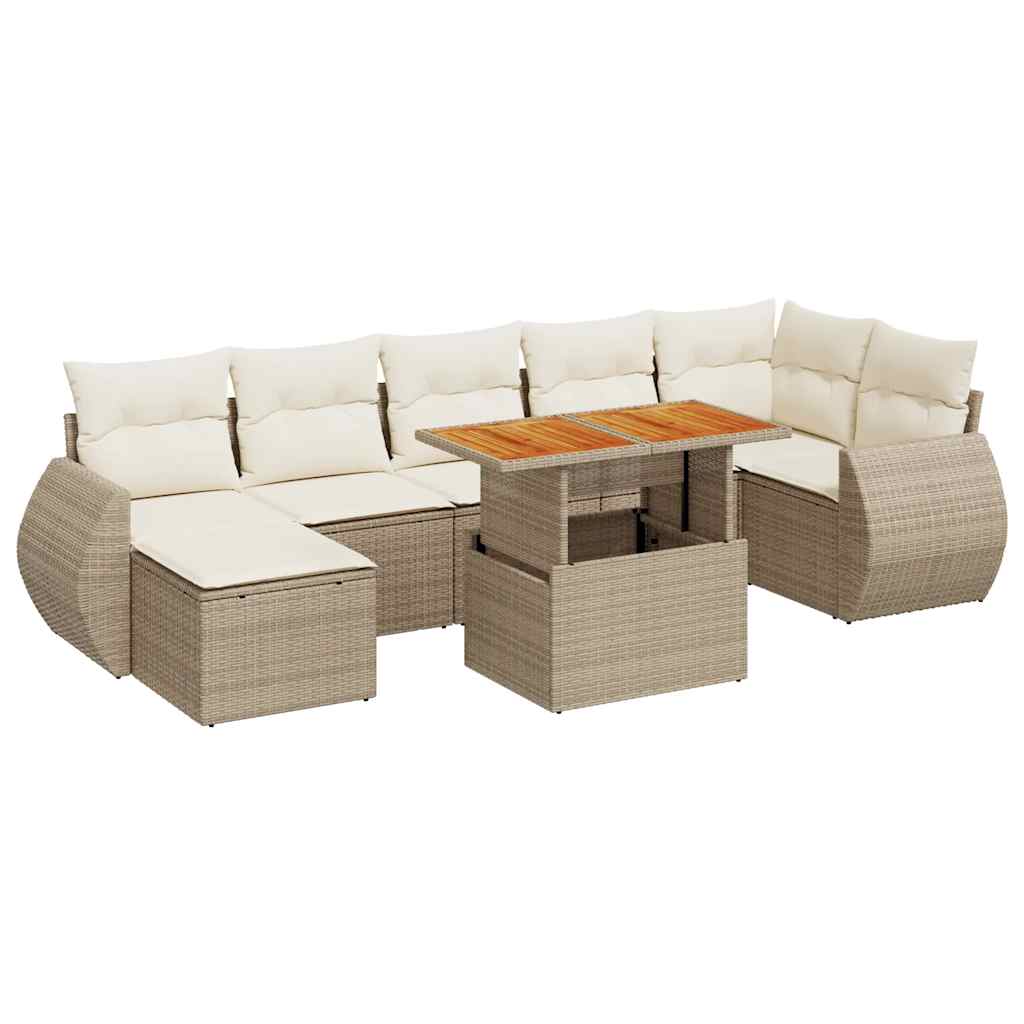 8-dijelni set vrtnih sofa od poliratana s jastucima bež