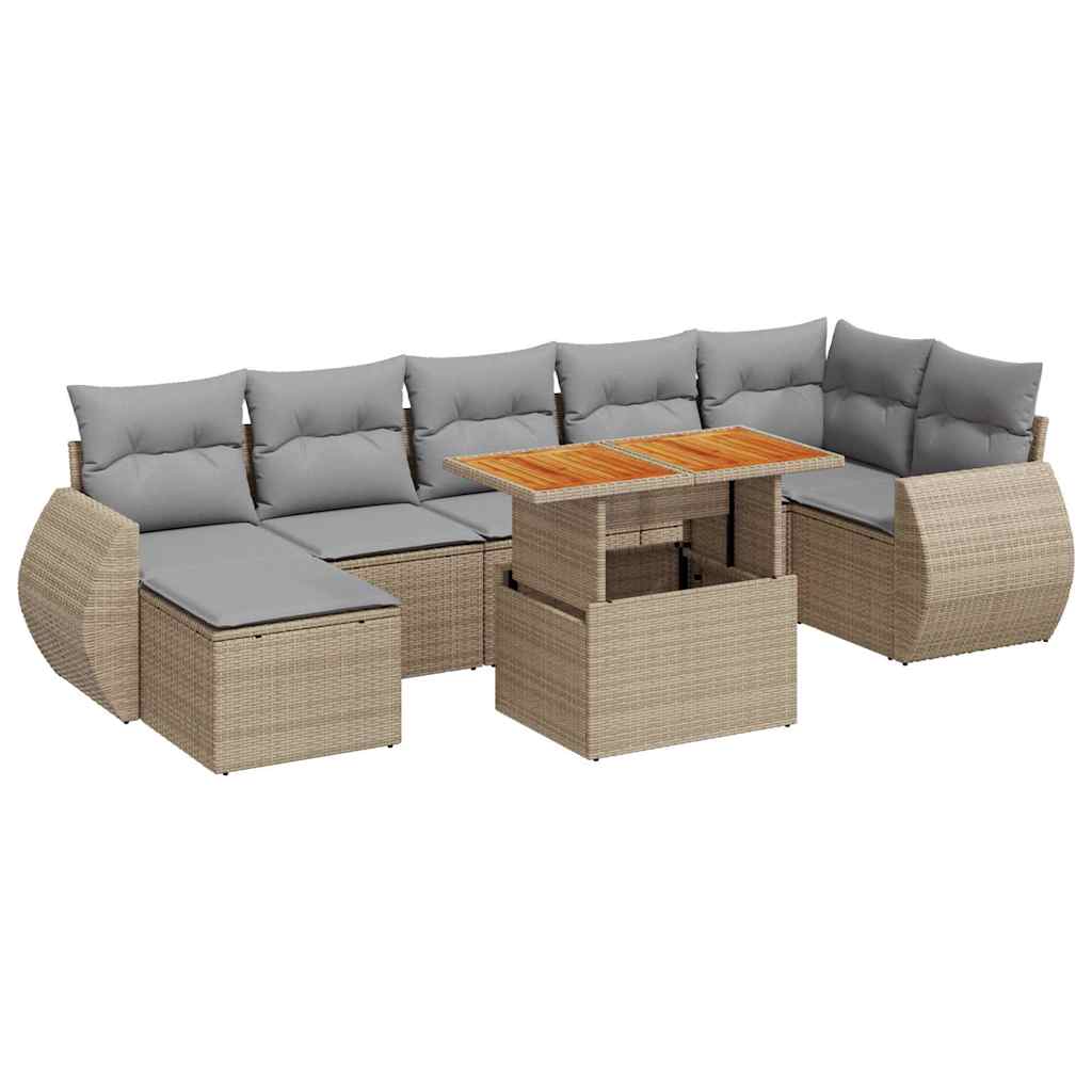 8-dijelni set vrtnih sofa od poliratana s jastucima bež