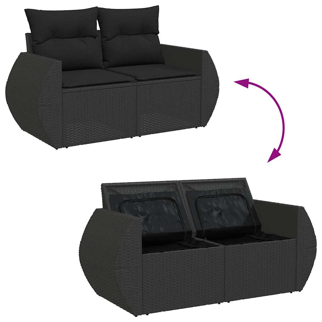 10-dijelni set vrtnih sofa s jastucima crni od poliratana