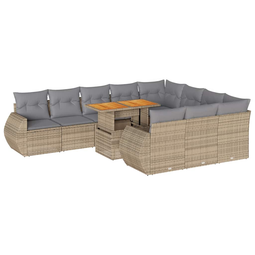 11-dijelni set vrtnih sofa od poliratana s jastucima bež
