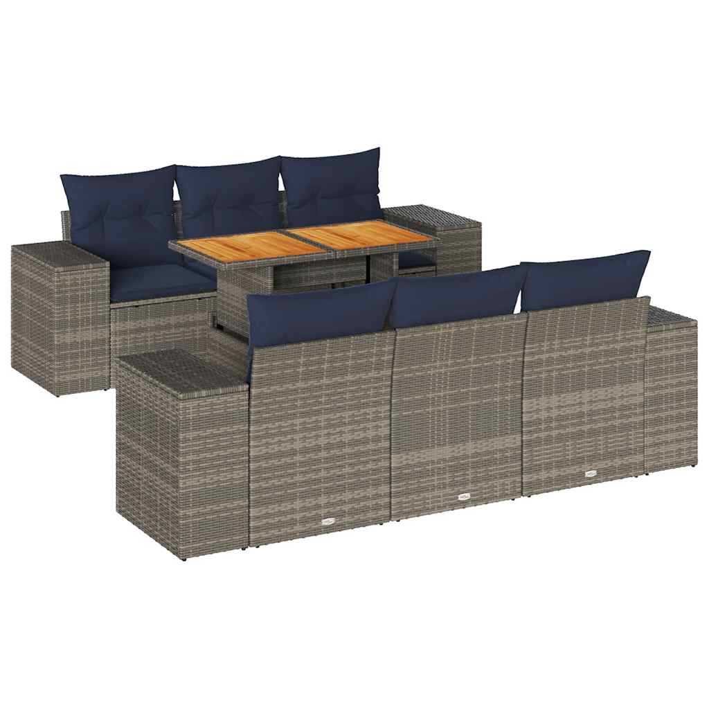 7-dijelni set vrtnih sofa sivi od poliratana