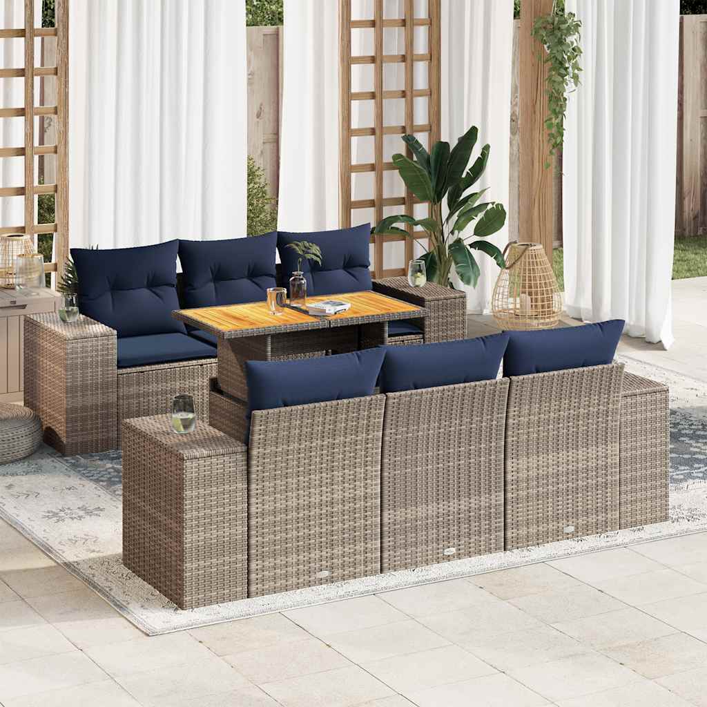 7-dijelni set vrtnih sofa sivi od poliratana