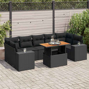 8-dijelni set vrtnih sofa od poliratana s jastucima crni