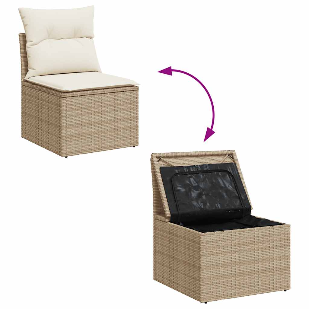 9-dijelni set vrtnih sofa s jastucima bež od poliratana