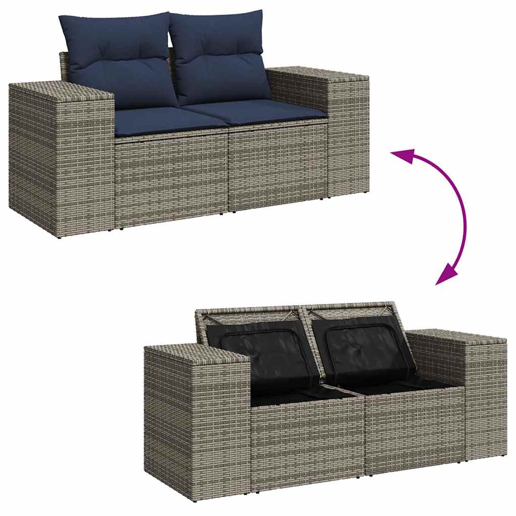 9-dijelni set vrtnih sofa od poliratana s jastucima sivi