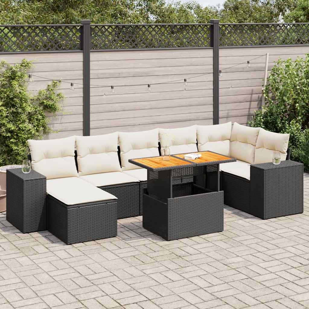 8-dijelni set vrtnih sofa od poliratana s jastucima crni