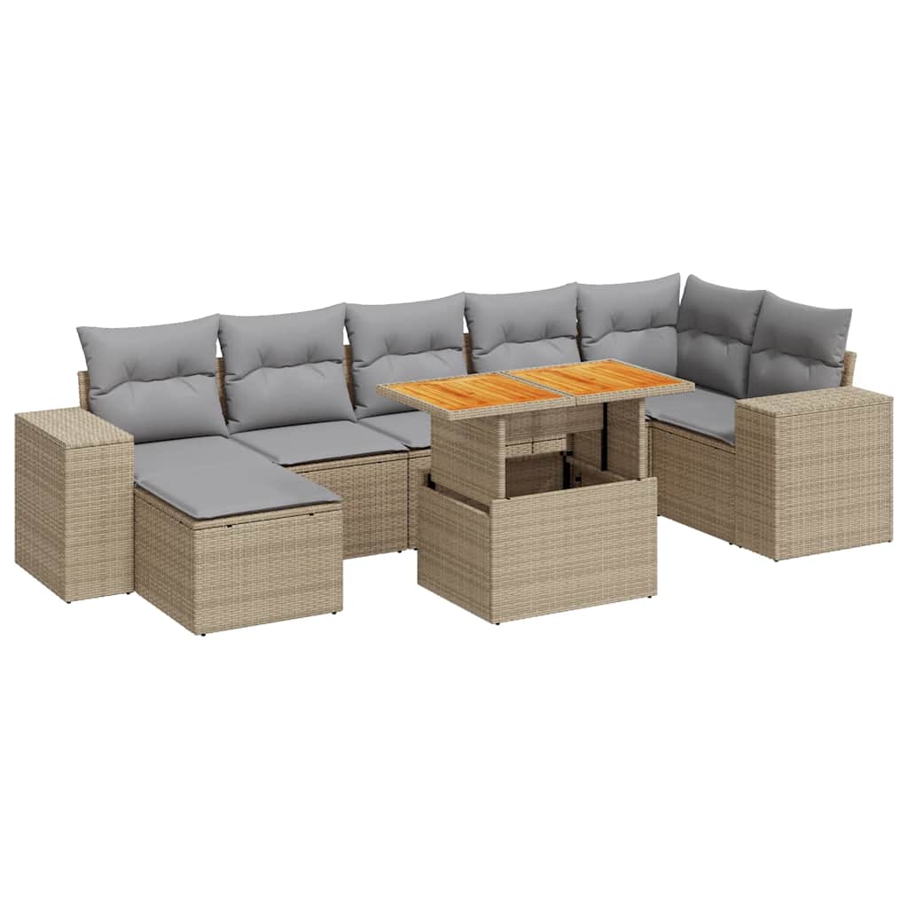 8-dijelni set vrtnih sofa od poliratana s jastucima sivi