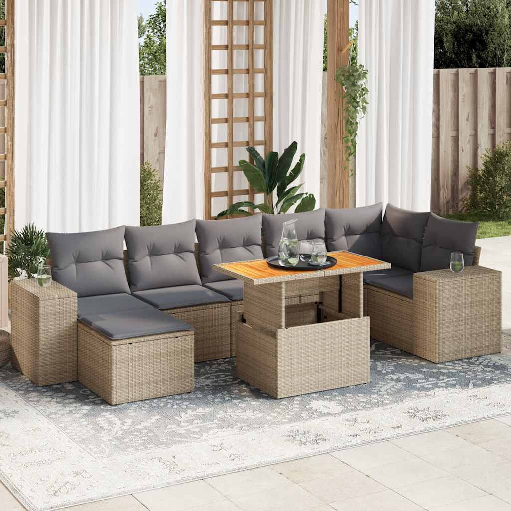 8-dijelni set vrtnih sofa od poliratana s jastucima sivi