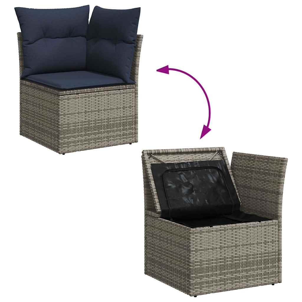 11-dijelni set vrtnih sofa od poliratana s jastucima sivi
