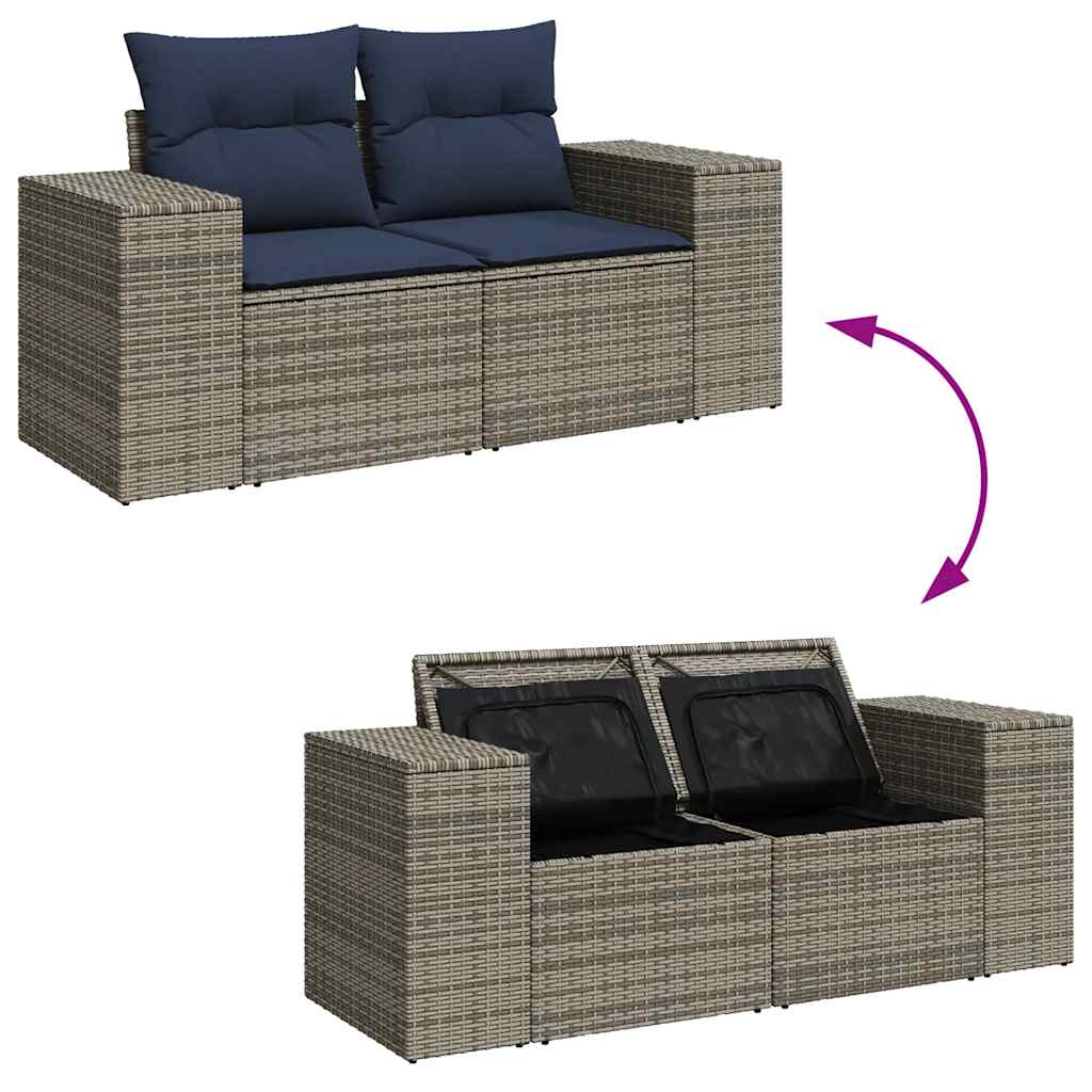 11-dijelni set vrtnih sofa od poliratana s jastucima sivi