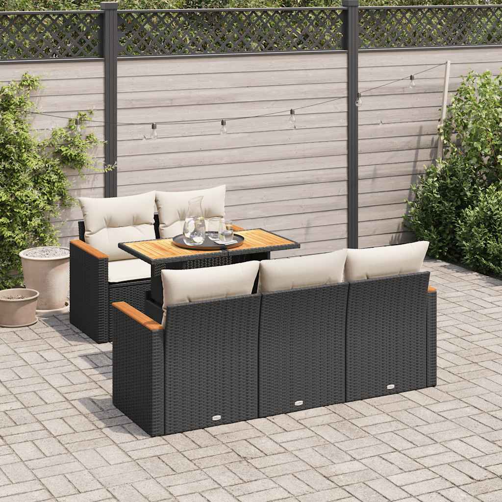 6-dijelni set vrtnih sofa s jastucima crni od poliratana bagrem