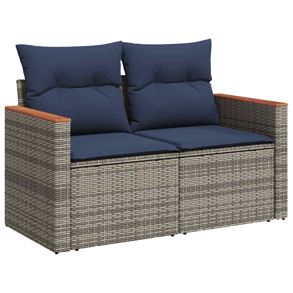 6-dijelni set vrtnih sofa od poliratana s jastucima sivi