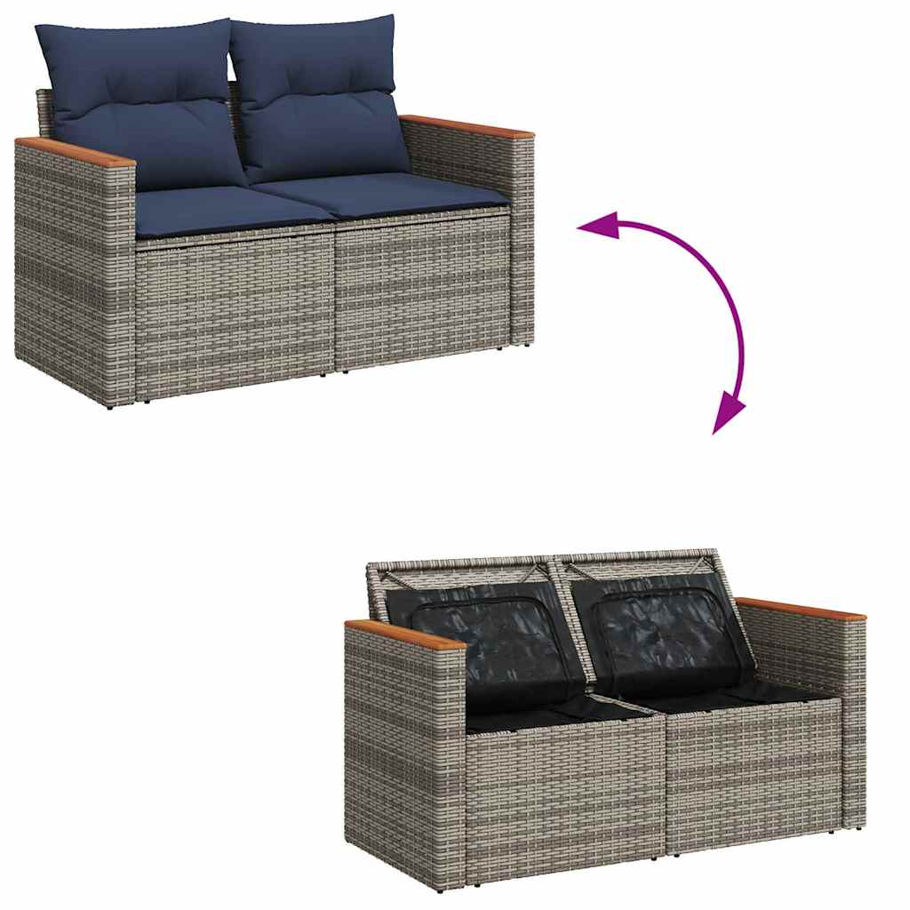 6-dijelni set vrtnih sofa od poliratana s jastucima sivi