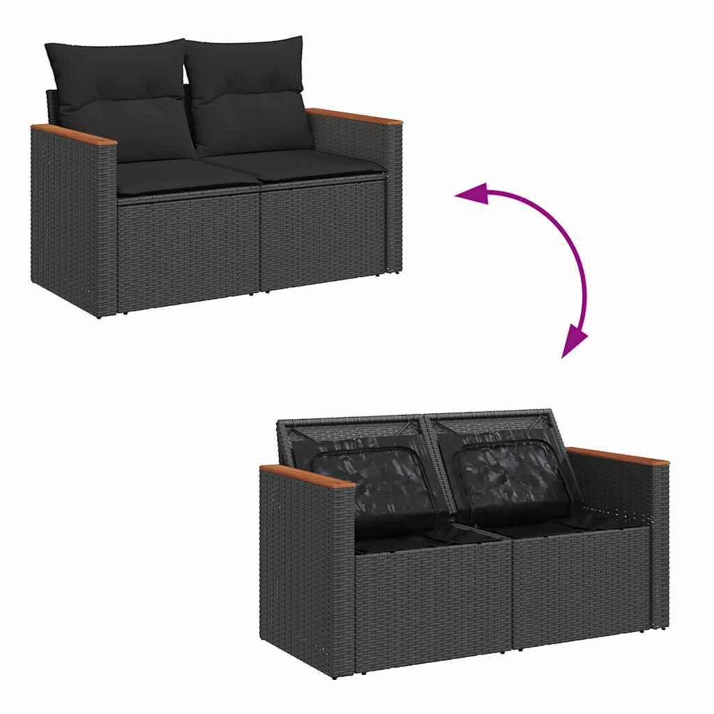 8-dijelni set vrtnih sofa od poliratana s jastucima crni bagrem