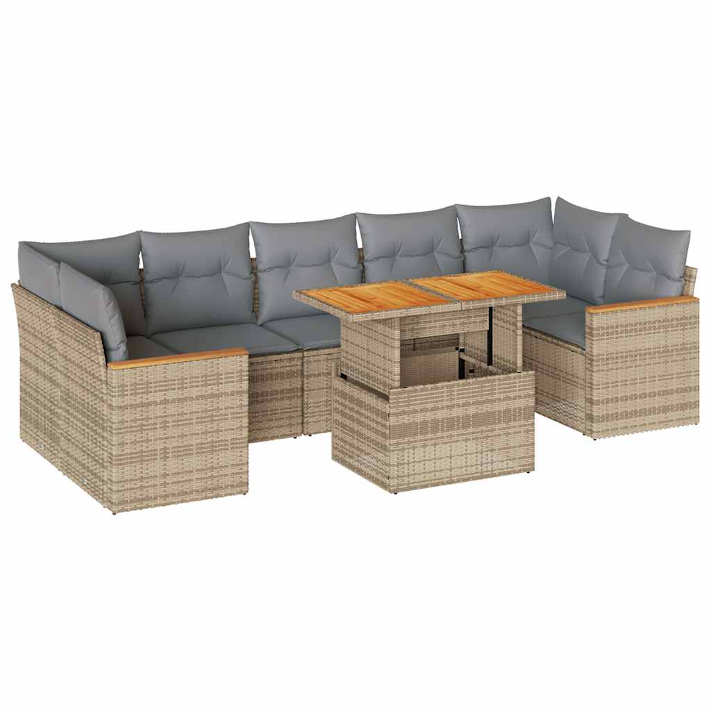 8-dijelni set vrtnih sofa od poliratana s jastucima bež bagrem