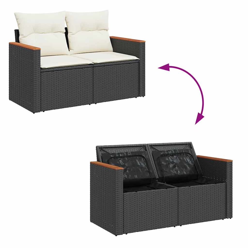 9-dijelni set vrtnih sofa s jastucima crni od poliratana bagrem
