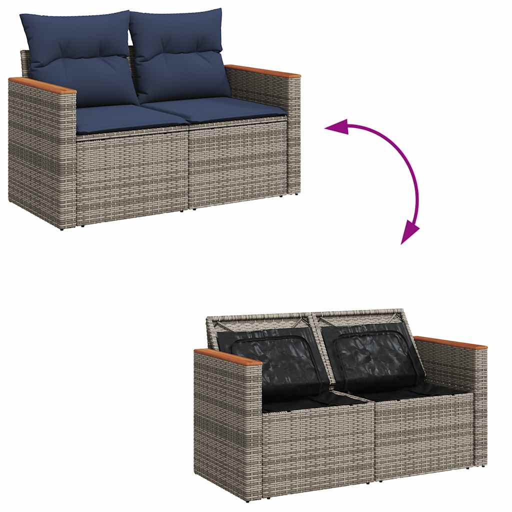 6-dijelni set vrtnih sofa od poliratana s jastucima sivi