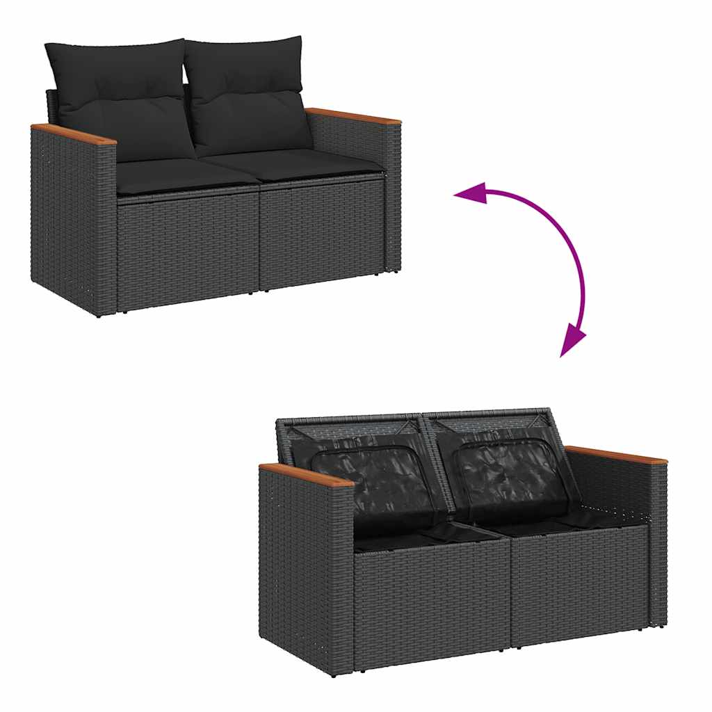 7-dijelni set vrtnih sofa od poliratana s jastucima crni bagrem
