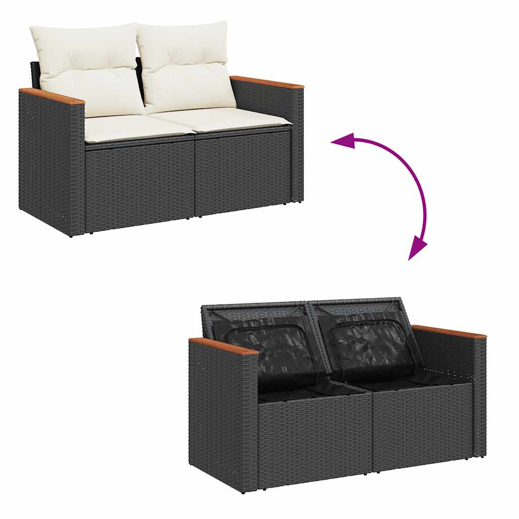 8-dijelni set vrtnih sofa od poliratana s jastucima crni bagrem