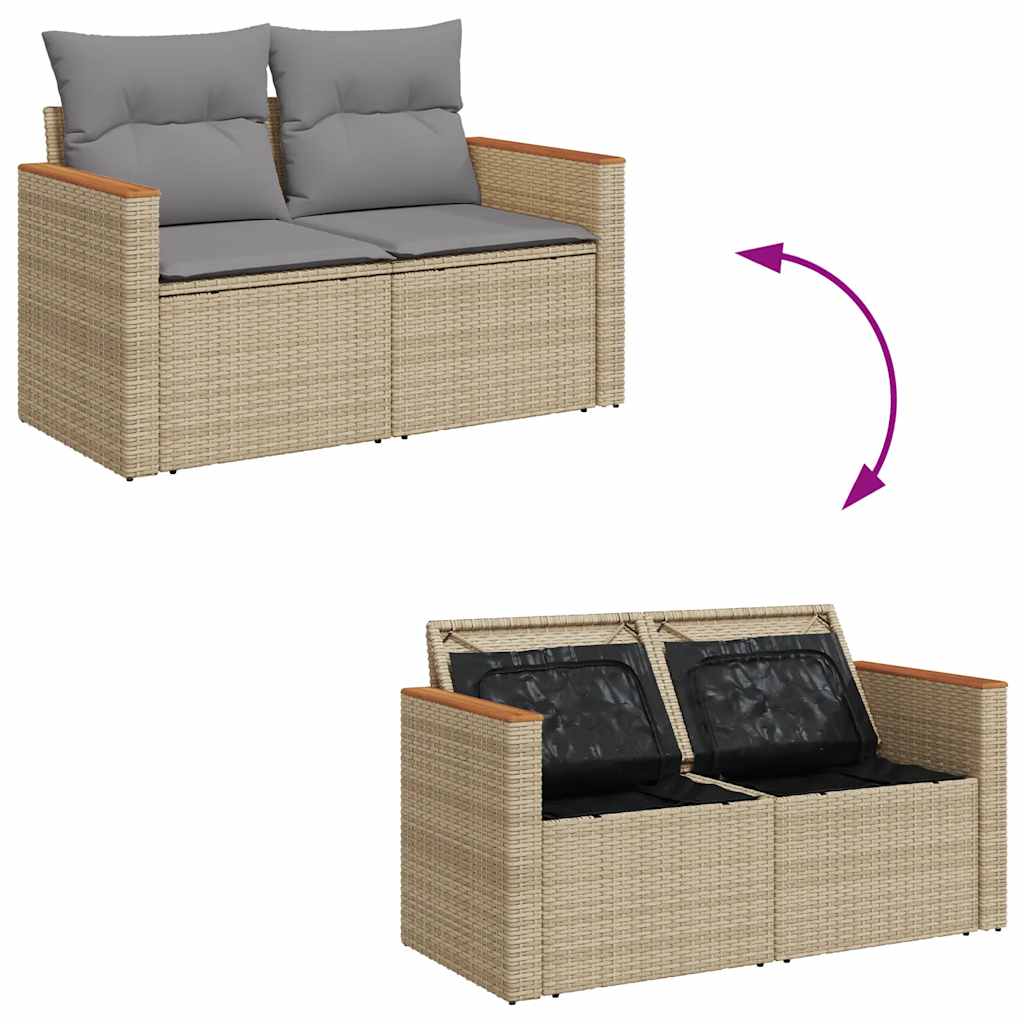 9-dijelni set vrtnih sofa s jastucima bež od poliratana bagrem