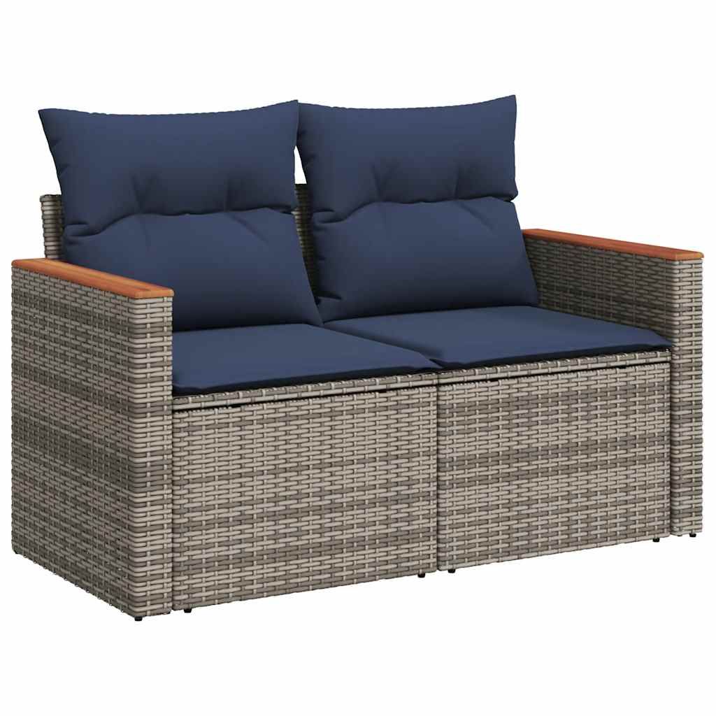 9-dijelni set vrtnih sofa od poliratana s jastucima sivi