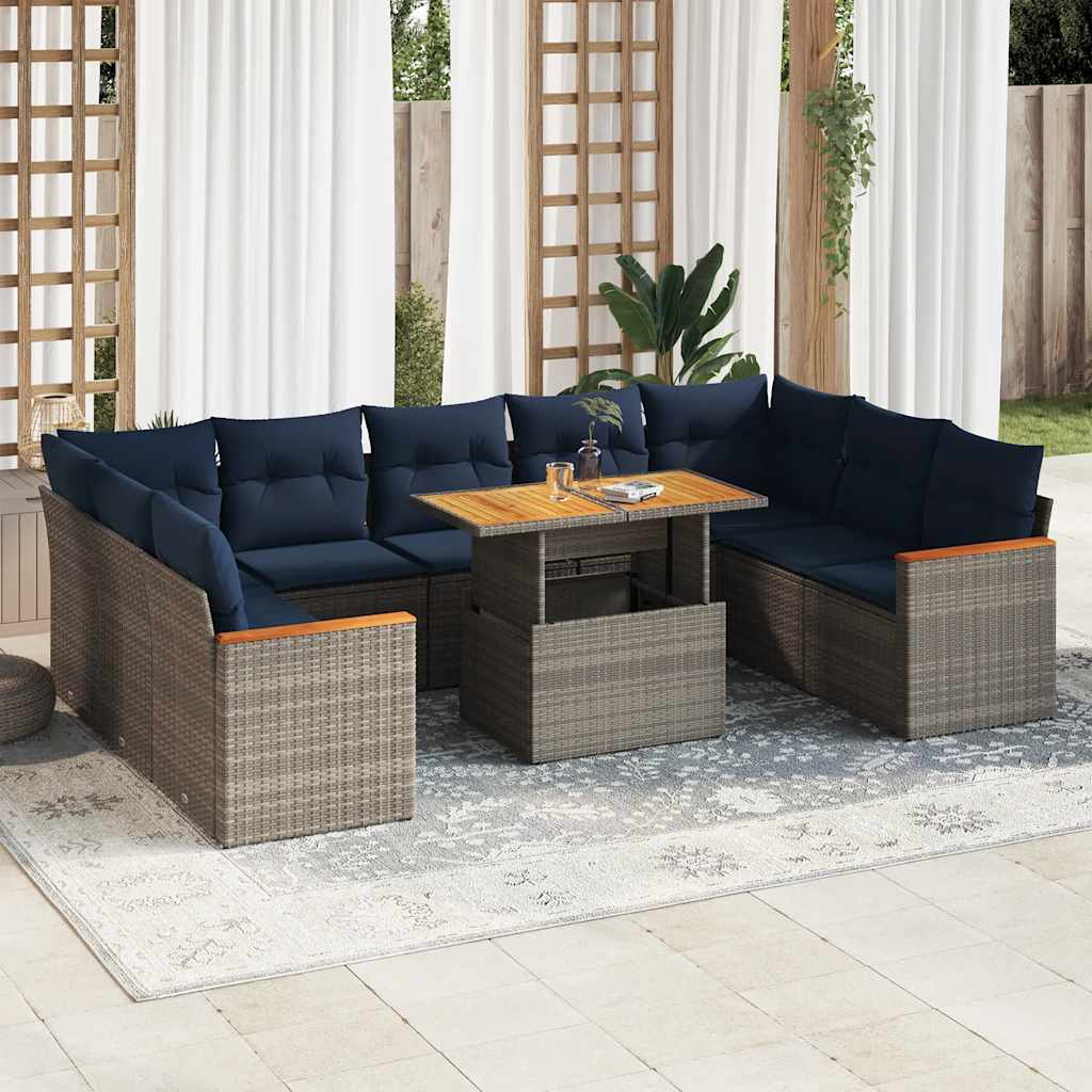 10-dijelni set vrtnih sofa od poliratana s jastucima
