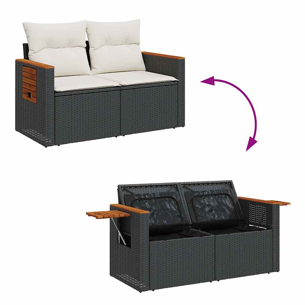 7-dijelni set vrtnih sofa od poliratana s jastucima crni bagrem