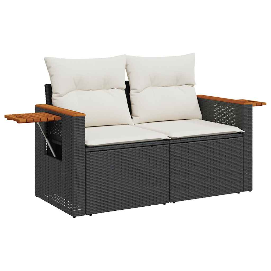 7-dijelni set vrtnih sofa od poliratana s jastucima crni bagrem