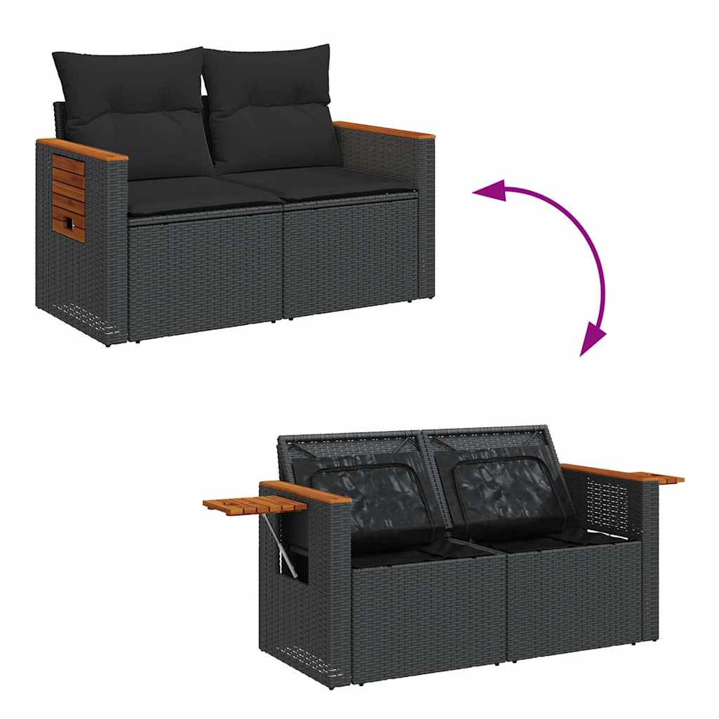 8-dijelni set vrtnih sofa od poliratana s jastucima crni bagrem