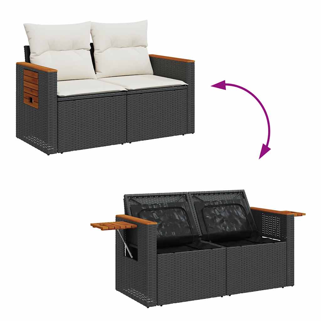 8-dijelni set vrtnih sofa od poliratana s jastucima crni bagrem