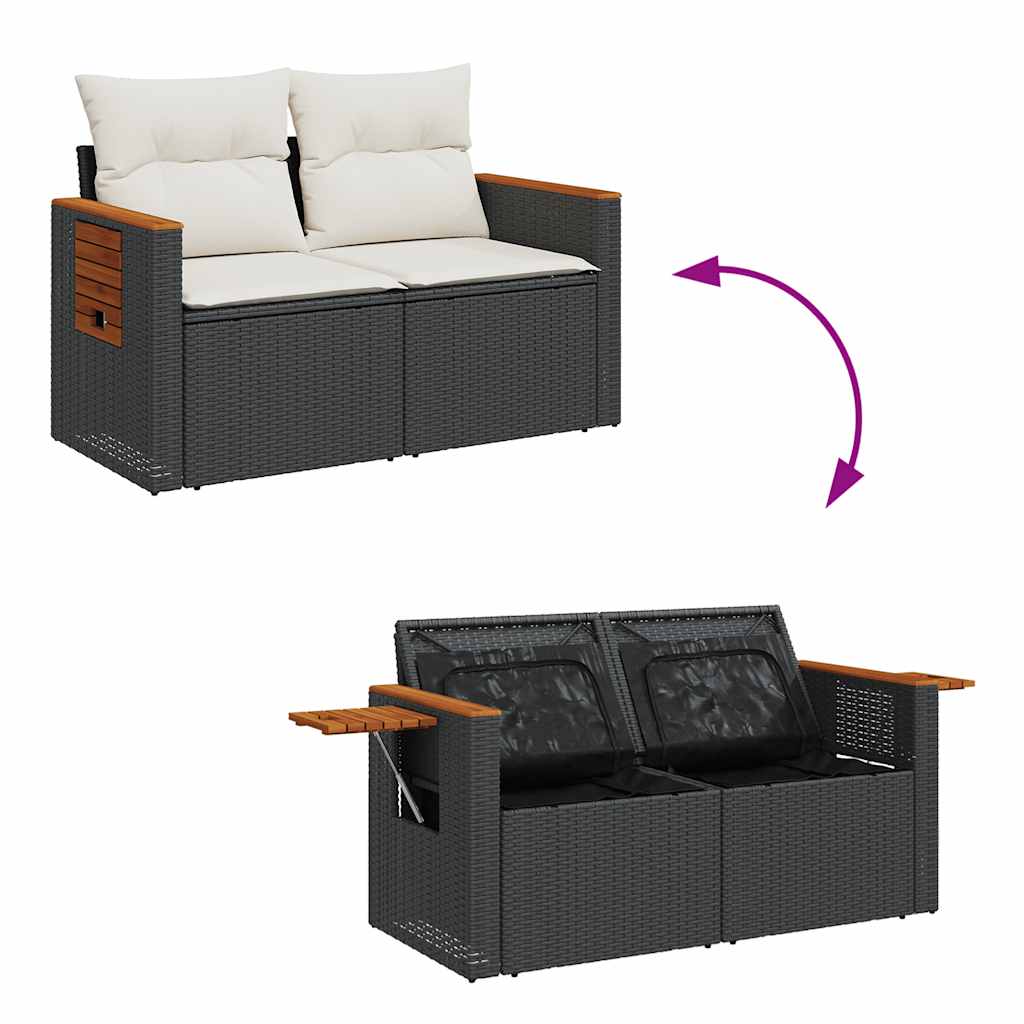6-dijelni set vrtnih sofa s jastucima crni od poliratana bagrem