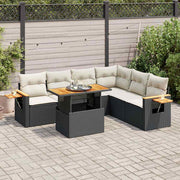 7-dijelni set vrtnih sofa od poliratana s jastucima crni bagrem