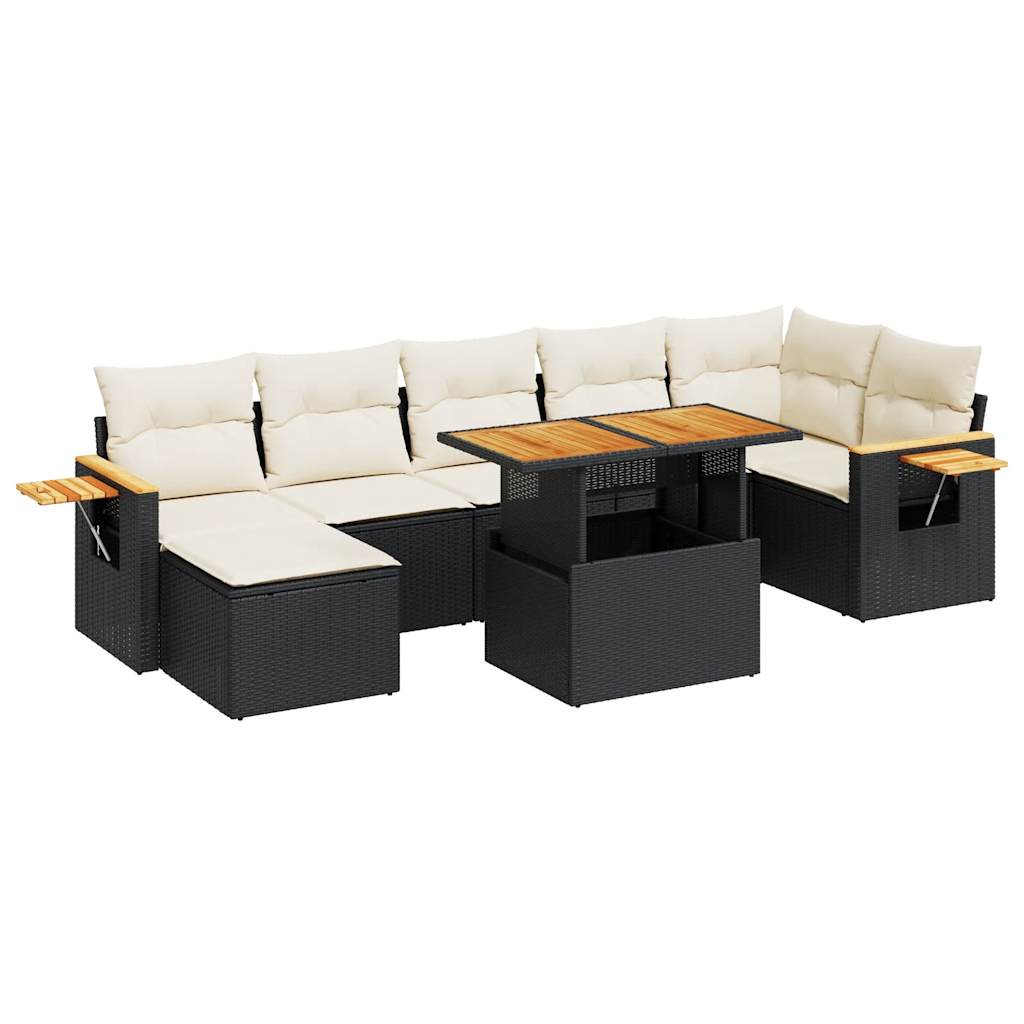 8-dijelni set vrtnih sofa od poliratana s jastucima crni bagrem