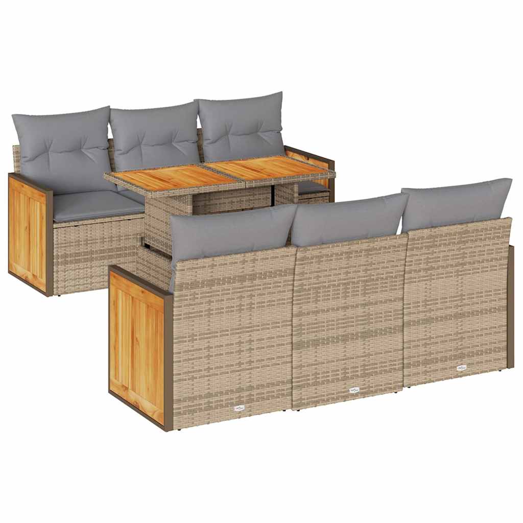7-dijelni set vrtnih sofa s jastucima bež od poliratana bagrem