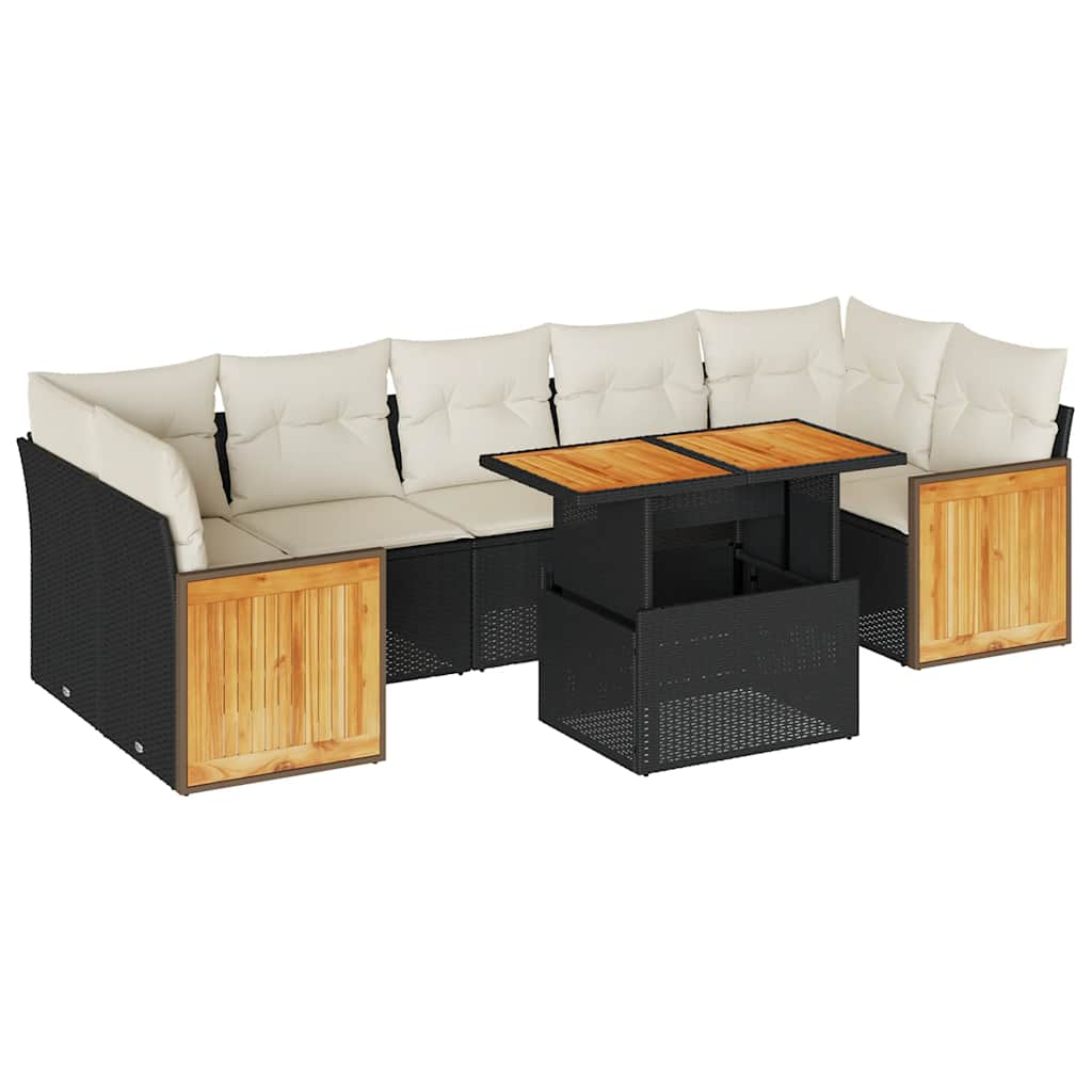8-dijelni set vrtnih sofa od poliratana s jastucima crni bagrem