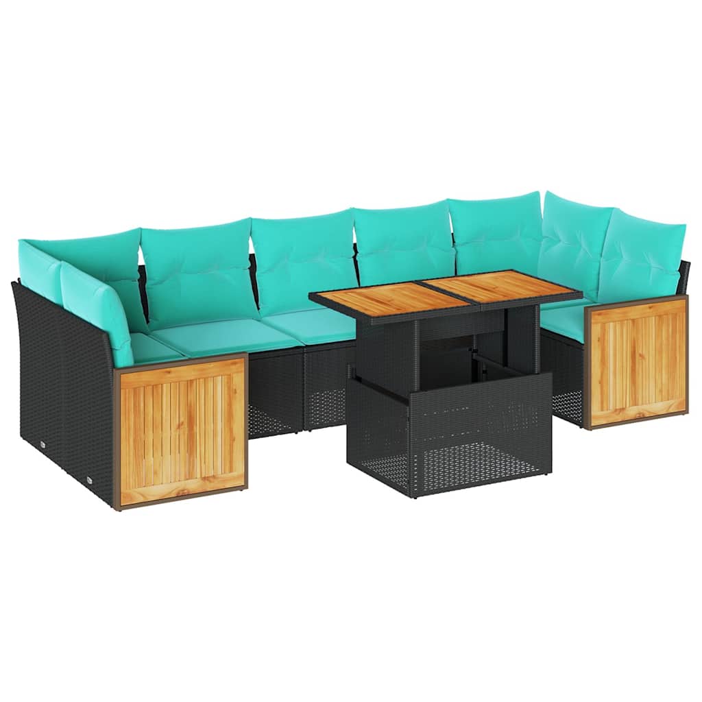 10-dijelni set vrtnih sofa s jastucima crni poliratana bagrem