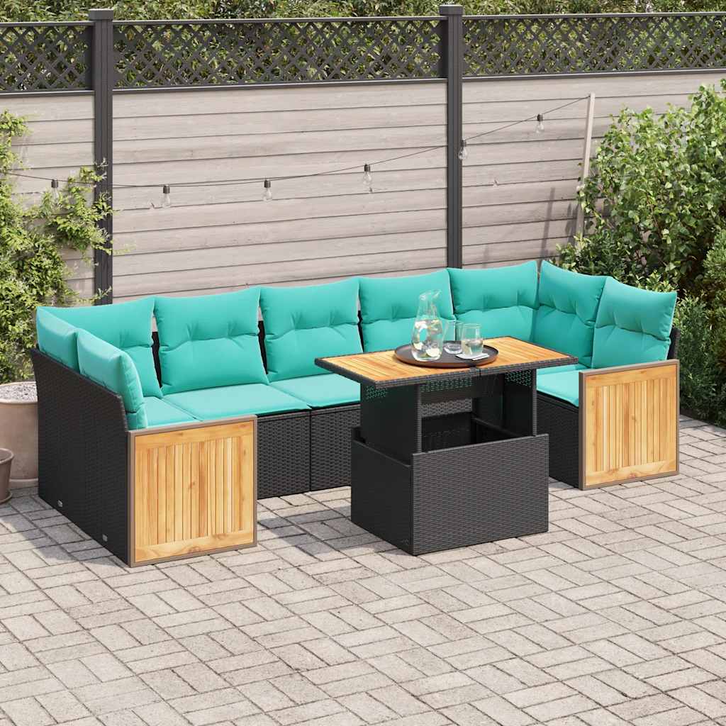 10-dijelni set vrtnih sofa s jastucima crni poliratana bagrem