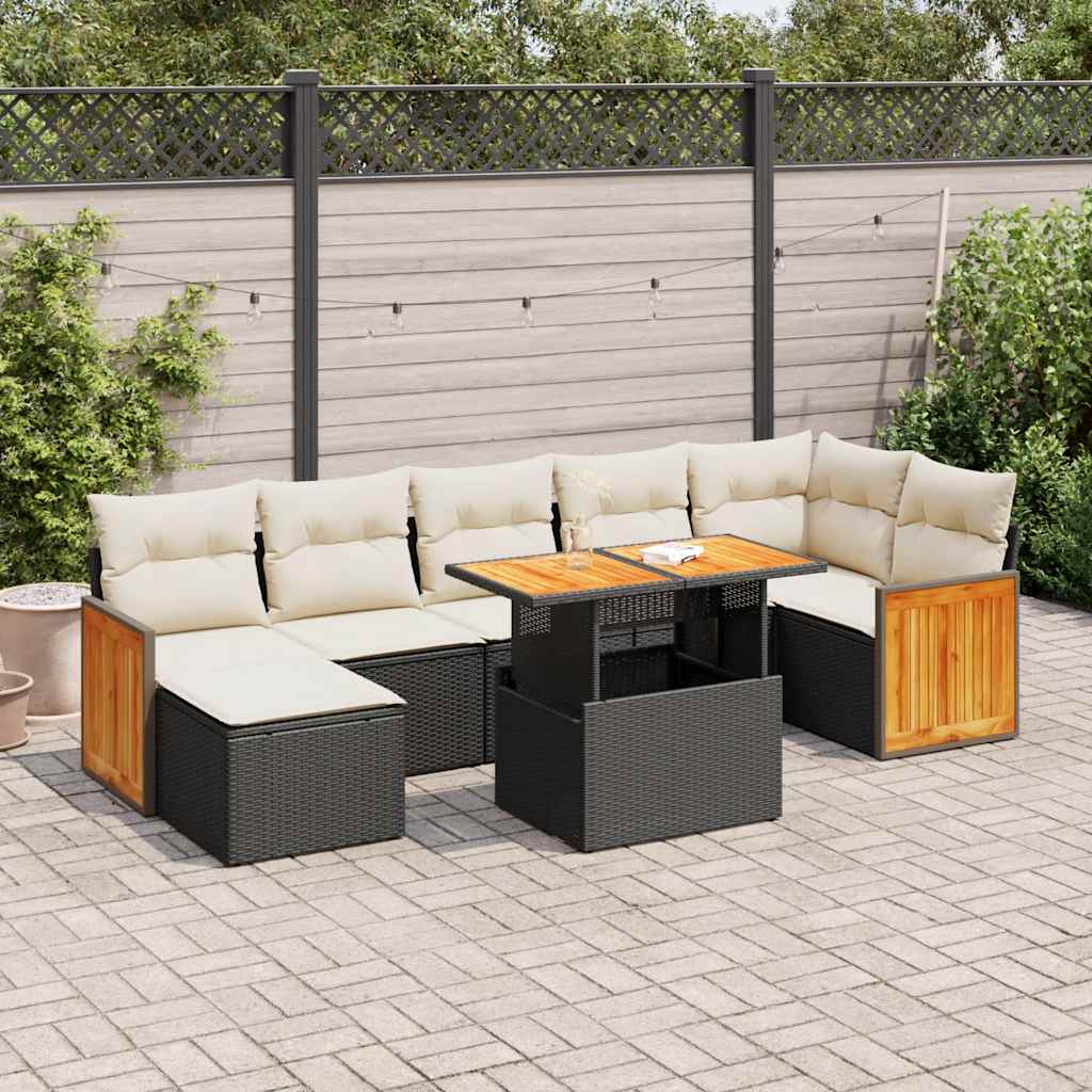 8-dijelni set vrtnih sofa od poliratana s jastucima crni bagrem