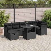 8-dijelni set vrtnih sofa od poliratana s jastucima crni