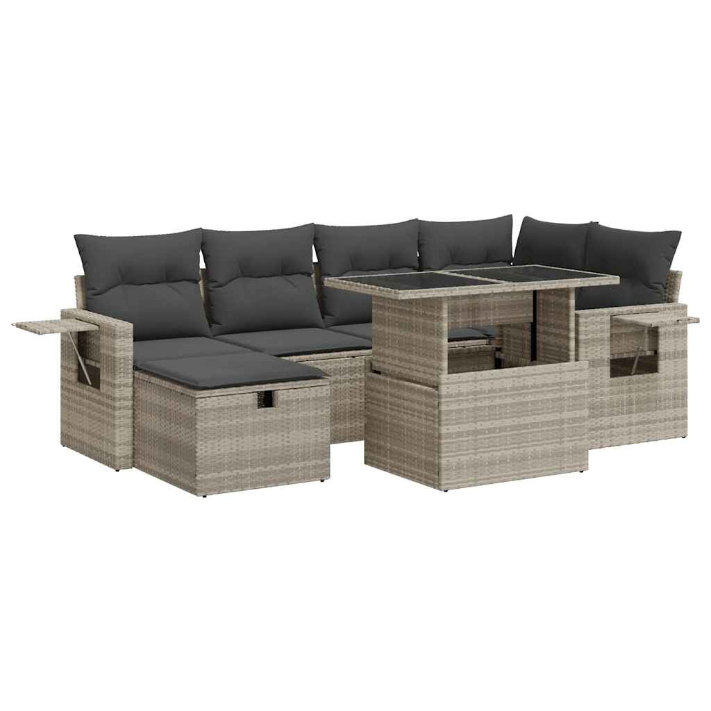 7-dijelni set vrtnih sofa svjetlosivi od poliratana